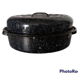 Enameled Smaller Roasting Pan and Matching Lid